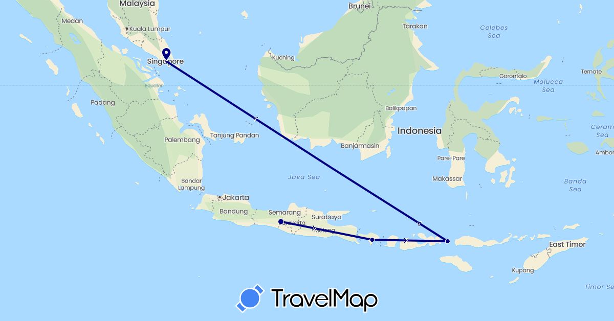 TravelMap itinerary: driving in Indonesia, Singapore (Asia)